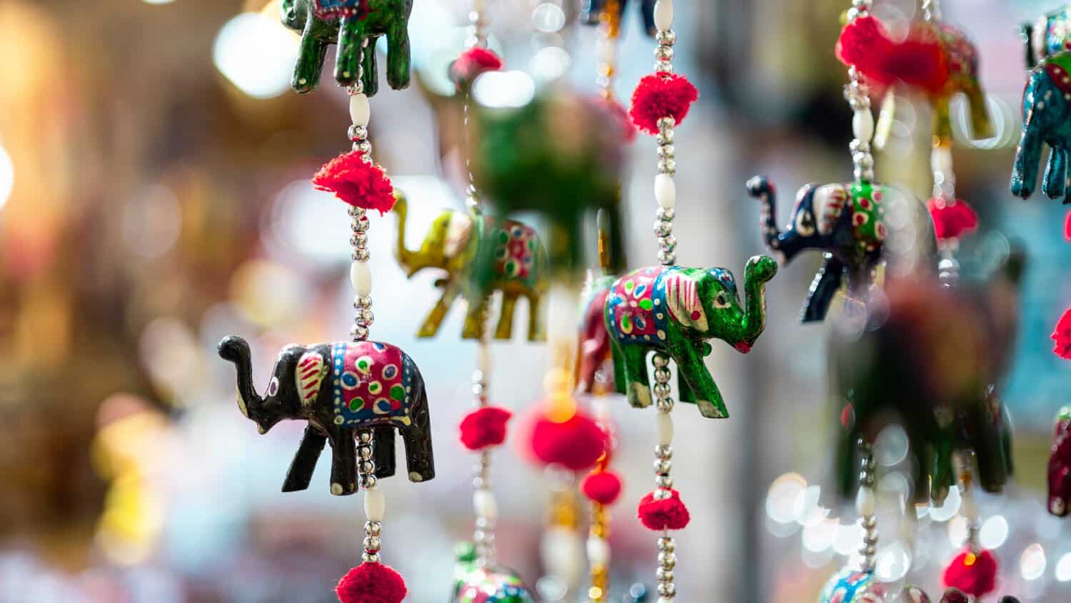 Handcrafted elephant keychain, a classic thailand souvenir found in Bangkok markets